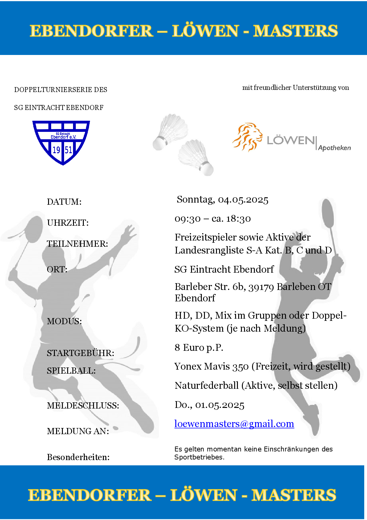 Doppel-Turnier Löwen Masters Ebendorf